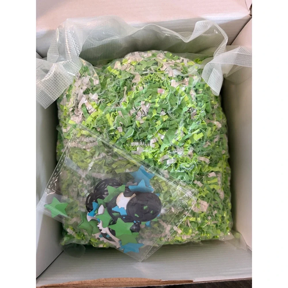 PaperFair Premium Gift Wrapping Green White CrinklePaper Shred & Soccer Confetti